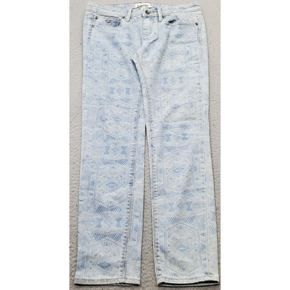 Roxy Jeans Womens 28 Blue Denim Tribal Print Americana Straight Leg Streetwear